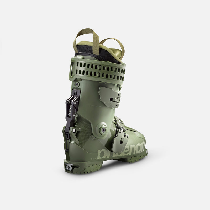 Green freeride and touring ski boot phaenom fr 110 back view shot