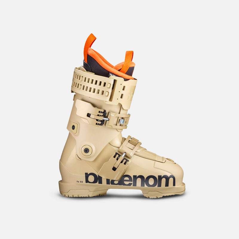 Beige phaenom fs 02 110 ski freestyle all mountain piste boot sideview product shot