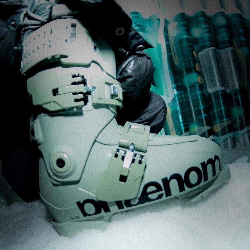 Person standing with phaenom fs 02 90 freestyle and all mountain ski boots