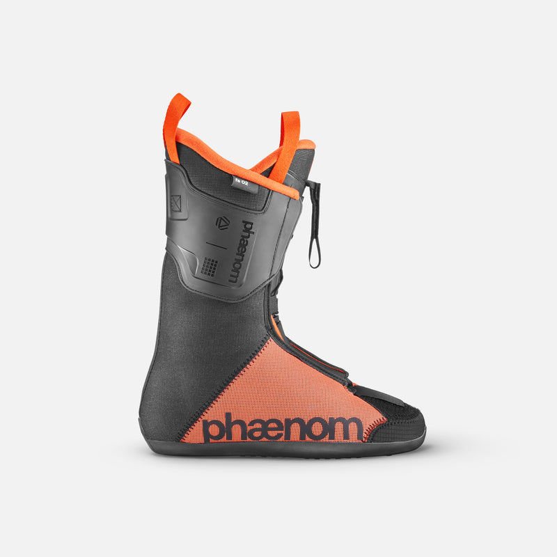 Black and red ski boot liner side view product shot